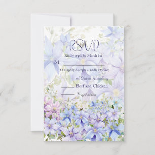 Tarjeta De Confirmación De Asistencia Elegante Periwinkle Clematis Boda