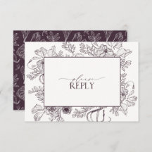 Elegante Plum Purple Floral Boda QR Código