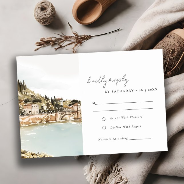 Tarjeta De Confirmación De Asistencia Elegante recepción de boda en el río Adige de Vero (Subido por el creador)