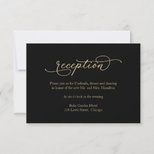 Tarjeta De Confirmación De Asistencia Elegante Recepción de Boda Negra con Caligrafía Do