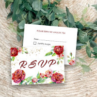 Elegante Red Rose Garlands Acuarela Floral Blanco