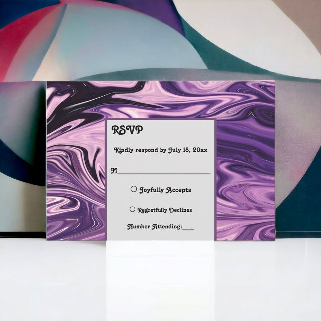 Tarjeta De Confirmación De Asistencia Elegante Resumen Mínimo Paint Blue Galaxy Boda (Subido por el creador)