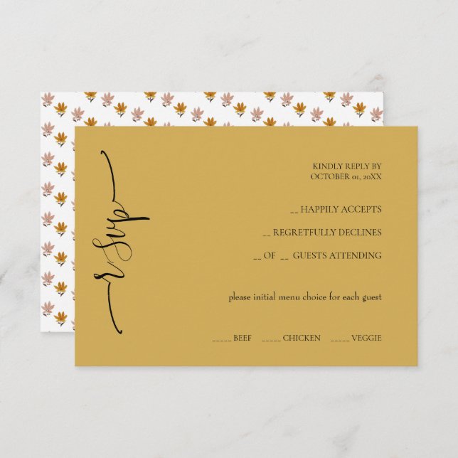 Tarjeta De Confirmación De Asistencia Elegante Romántico Wildflowers Terracotta (Anverso / Reverso)