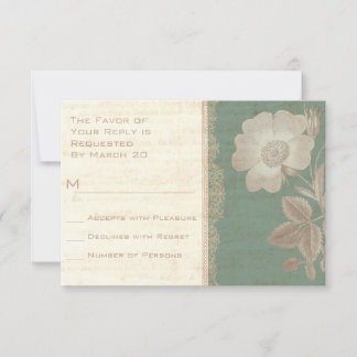Tarjeta De Confirmación De Asistencia Elegante Rosa antiguo Vintage Verdigris Patina RSV