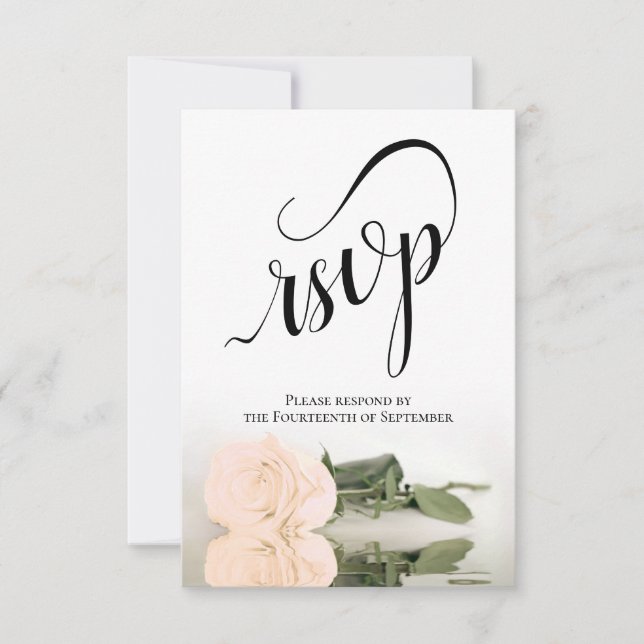 Tarjeta De Confirmación De Asistencia Elegante Rosa Boda de Ivory Peach (Anverso)