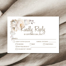 Tarjeta De Confirmación De Asistencia Elegante Rosa Boda Floral