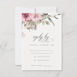Tarjeta De Confirmación De Asistencia Elegante Rosa Dusky Rubor Boda Floral de Flor Silv
