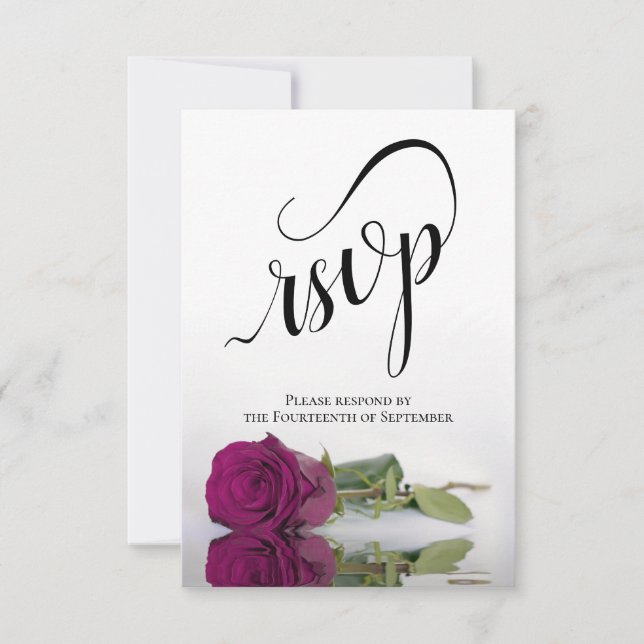 Tarjeta De Confirmación De Asistencia Elegante Rosa Magenta de larga estatura Boda (Anverso)