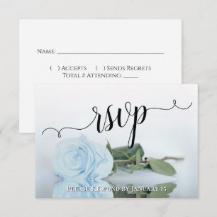 Tarjeta De Confirmación De Asistencia Elegante Rosa Reflectante Azul Polvo Chic Boda