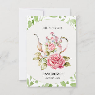 Tarjeta De Confirmación De Asistencia Elegante Rosa Verde Floral Flores Despedida de sol