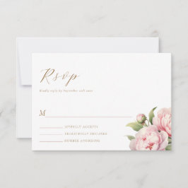 Tarjeta De Confirmación De Asistencia Elegante Rubor Floral Watercolor Boda moderno