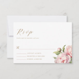 Tarjeta De Confirmación De Asistencia Elegante Rubor Floral Watercolor Boda moderno