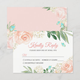 Tarjeta De Confirmación De Asistencia Elegante Rubor Peach Watercolor Floral Wedding RSV