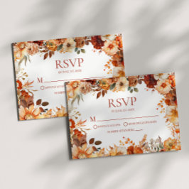 Tarjeta De Confirmación De Asistencia Elegante Rústica Boda Floral Otoño