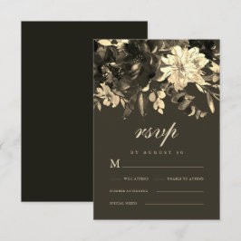 Tarjeta De Confirmación De Asistencia Elegante Rústico Grito Floral Chocolate Brown