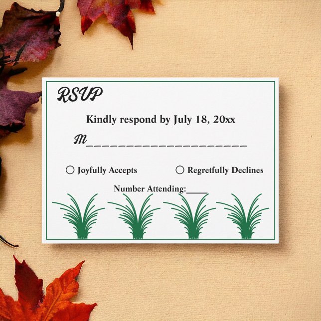 Tarjeta De Confirmación De Asistencia Elegante Rústico Verde Boho Frame Fall Wedding (Subido por el creador)