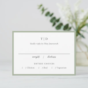 Tarjeta De Confirmación De Asistencia Elegante Sage Green Monograma Moderno Boda