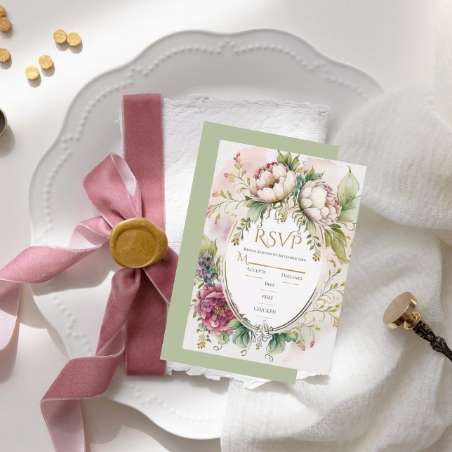 Tarjeta De Confirmación De Asistencia Elegante Sage Green Romántico Boda Rústico (Subido por el creador)