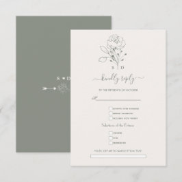 Tarjeta De Confirmación De Asistencia Elegante Sage Green Simple Song Request Boda