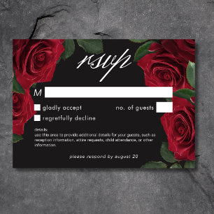 Tarjeta De Confirmación De Asistencia Elegante Sangre Sangre Roja Floral Sin Cena