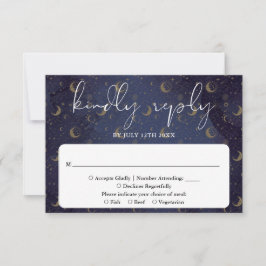 Tarjeta De Confirmación De Asistencia Elegante Script Celestial Mystical Boda