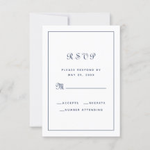 Elegante Script Clásico Boda Gabinete Navy Azul