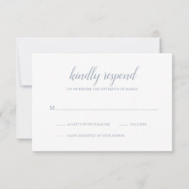 Tarjeta De Confirmación De Asistencia Elegante Sencillo Guión Formal Boda Azul Dusty