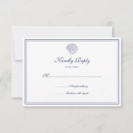 Tarjeta De Confirmación De Asistencia Elegante Shell azul oscuro