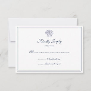 Tarjeta De Confirmación De Asistencia Elegante Shell azul oscuro