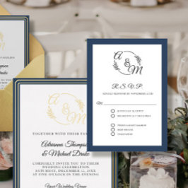 Tarjeta De Confirmación De Asistencia Elegante simple Boda formal azul de la Marina mode