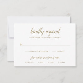 Tarjeta De Confirmación De Asistencia Elegante simple guión formal Boda de oro