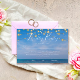 Tarjeta De Confirmación De Asistencia Elegante String Lights Summer Beach Arbor Boda