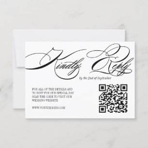Tarjeta De Confirmación De Asistencia Elegante tarjeta de Boda de caligrafía QR Código R