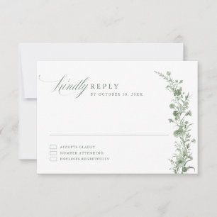 Tarjeta De Confirmación De Asistencia Elegante Tarjeta de Boda Floral Clásica Vintage Ve