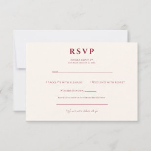 Tarjeta De Confirmación De Asistencia Elegante Tarjeta de Boda Minimalista de Cereza y V