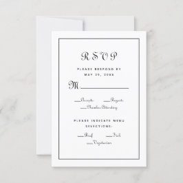 Tarjeta De Confirmación De Asistencia Elegante tarjeta de elección de comida para boda c