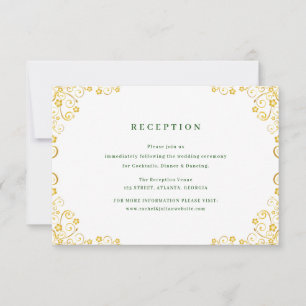 Tarjeta De Confirmación De Asistencia elegante tarjeta de recepción de boda floral dorad