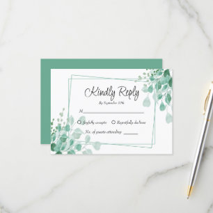 Tarjeta De Confirmación De Asistencia Elegante tarjeta Sage Green Eucalyptus Greenery RS