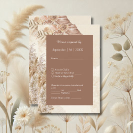 Tarjeta De Confirmación De Asistencia Elegante taupe Neutral Boda de Grass Pampas