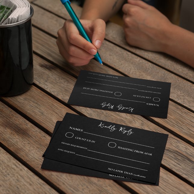Tarjeta De Confirmación De Asistencia Elegante tema Boda blanco y negro (Grab a stunning look RSVP wedding Card )