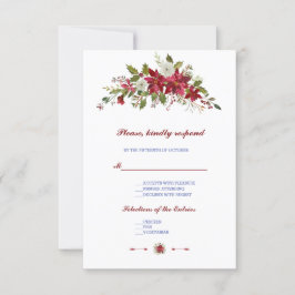 Tarjeta De Confirmación De Asistencia Elegante vacaciones de invierno Poinsettia Wedding