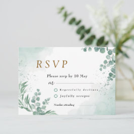 Tarjeta De Confirmación De Asistencia Elegante vegetación Eucalyptus deja Boda
