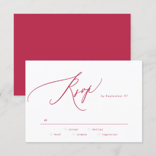 Tarjeta De Confirmación De Asistencia Elegante Verano Magenta Rojo El Boda