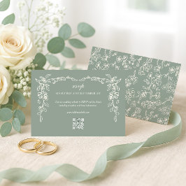 Tarjeta De Confirmación De Asistencia Elegante Verde Salvia Vintage Floral Boda
