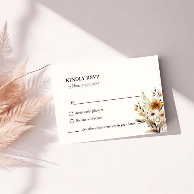 Tarjeta De Confirmación De Asistencia Elegante y caprichoso boda botánico de flores silv (Subido por el creador)