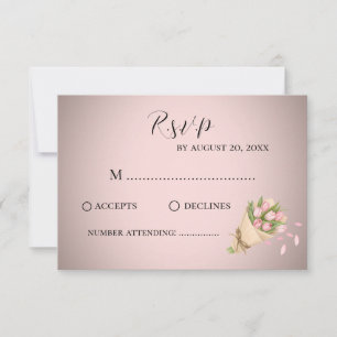 Tarjeta De Confirmación De Asistencia Elegante y elegante Boda de buquet de tulipanes ro