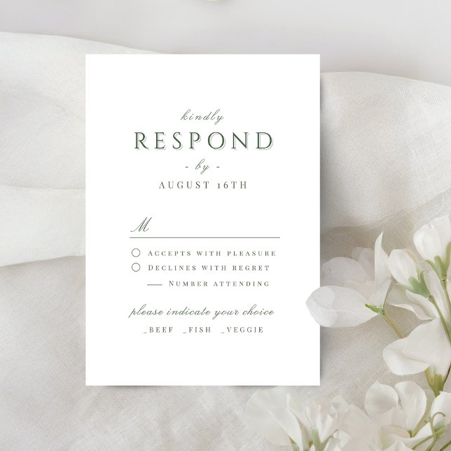Tarjeta De Confirmación De Asistencia Elegante y elegante Boda de lujo (Simple Elegant Modern Classy Luxury Wedding RSVP Card)