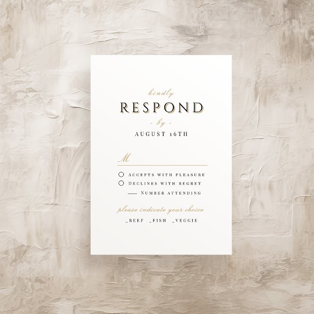 Tarjeta De Confirmación De Asistencia Elegante y elegante Boda de lujo (Simple Elegant Modern Classy Luxury Wedding RSVP Card)