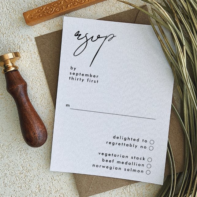 Tarjeta De Confirmación De Asistencia Elegante y elegante nombres personalizados Boda bl (Subido por el creador)