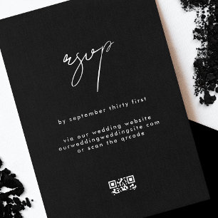 Tarjeta De Confirmación De Asistencia Elegante y elegante sitio web de Boda negro con có